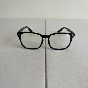 TIJN Blue Light Blocking Glasses - Thick Square Rim, Glossy Black Frame, Unisex
